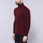Cobo Slim Fit Turtleneck Knit Sweater // Burgundy (L)