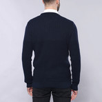 Frates Slim Fit Circle Neck Knit Sweater // Navy (S)