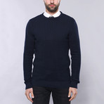 Frates Slim Fit Circle Neck Knit Sweater // Navy (M)