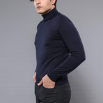 Max Slim Fit Turtleneck Knit Sweater // Navy (S)