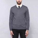 Dyson Slim Fit V-Neck Knit Sweater // Smoked (L)