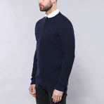 Frates Slim Fit Circle Neck Knit Sweater // Navy (M)