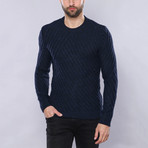 Jesse Slim Fit Circle Neck Knit Sweater // Navy (M)