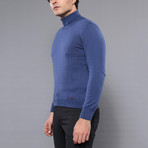 Trent Slim Fit Turtleneck Knit Sweater // Blue (L)
