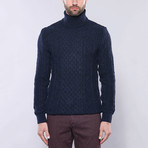 Brex Slim Fit Turtleneck Knit Sweater // Navy (L)
