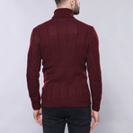 Cobo Slim Fit Turtleneck Knit Sweater // Burgundy (L)