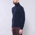 Brex Slim Fit Turtleneck Knit Sweater // Navy (M)