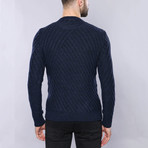 Jesse Slim Fit Circle Neck Knit Sweater // Navy (L)