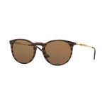 Versace // Men's Round Sunglasses // Brown Striped + Brown