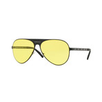 Versace // Unisex Navigator Sunglasses // Matte Black + Yellow