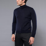 Max Slim Fit Turtleneck Knit Sweater // Navy (XL)