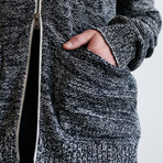 Speckle Zip-Up Sweater // Black (L)