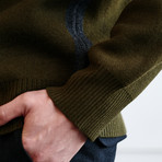 Contrast Seam Sweater // Olive (L)