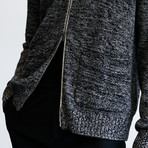 Speckle Zip-Up Sweater // Black (L)