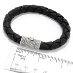 Leather Bracelet + Textured Closure // Silver + Black (6.5" // 11g)