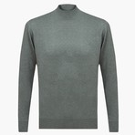 Regular Fit Woolen Light Mock Neck Sweater // Green (XL)