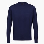 Regular Fit Woolen Crewneck Sweater // Navy (L)