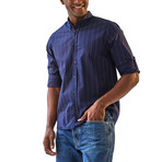Manaus Long Sleeve Button Up Shirt // Navy Blue (2XL)