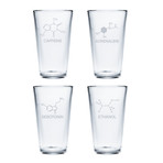 Pint Glasses // Set of 4 // Chemical Compounds