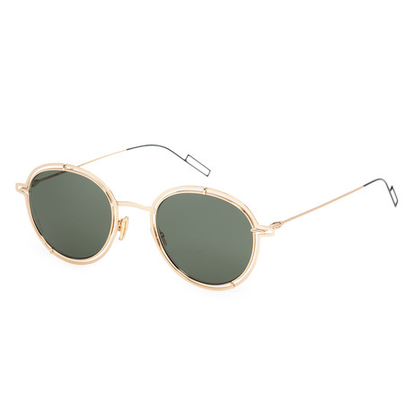 Men's Round Sunglasses // Rose Gold + Gray + Green