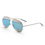 Dior // Women's Split Sunglasses // Silver + Palladium Blue Mirror