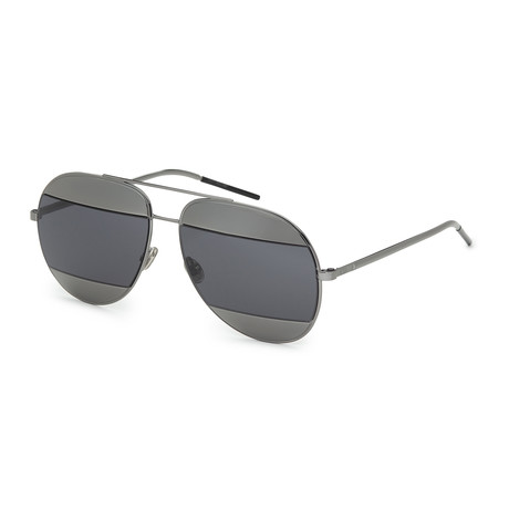 Women's Split Aviator Sunglasses // Gray + Blue + Gray Split