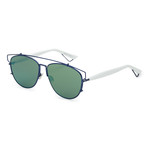 Women's Technologic Sunglasses // Blue + White + Green Mirror