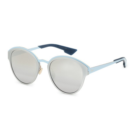 Women's Round Sunglasses // Silver + Blue