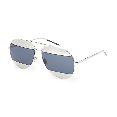 Women's Split Sunglasses // Rose Gold + Silver Mirror