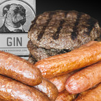 GIN Infused Party Pack Burger, Bratwurst, & Hot Dog // 32 Servings