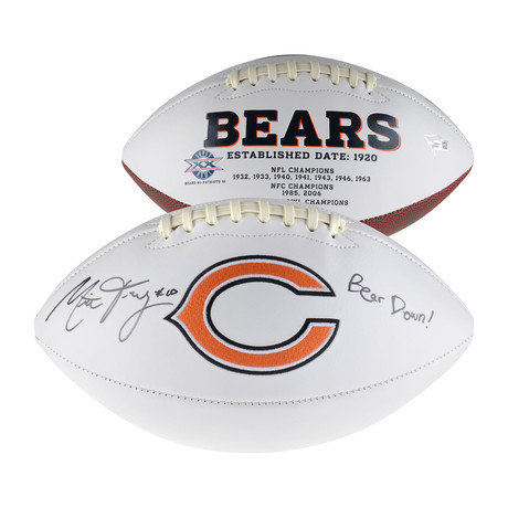 Mitchell Trubisky Chicago Bears Autographed White Panel Football with "Bear Down!" Inscription