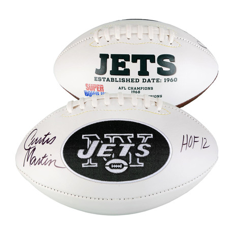 Curtis Martin New York Jets Autographed White Panel Football with "HOF 2012" Inscription