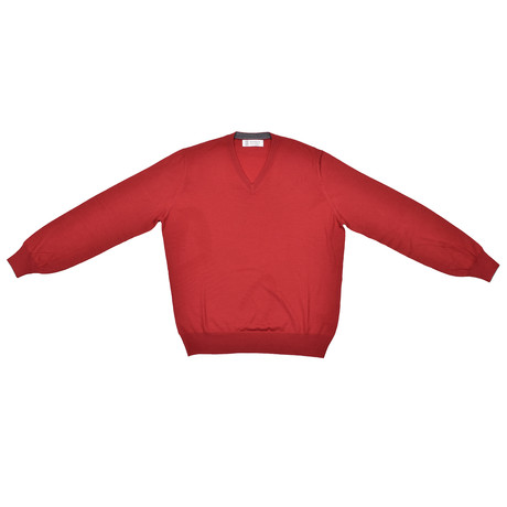 Radek Cashmere Silk Blend V-Neck Sweater // Red (Euro: 46)
