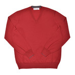 Radek Cashmere Silk Blend V-Neck Sweater // Red (Euro: 50)