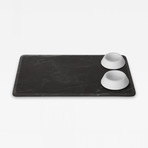 Symposia & Thera // Serving Board + 2 Bowls (White Michelangelo Marble)