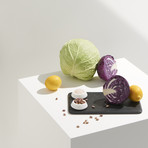 Symposia & Thera // Serving Board + 2 Bowls (White Michelangelo Marble)