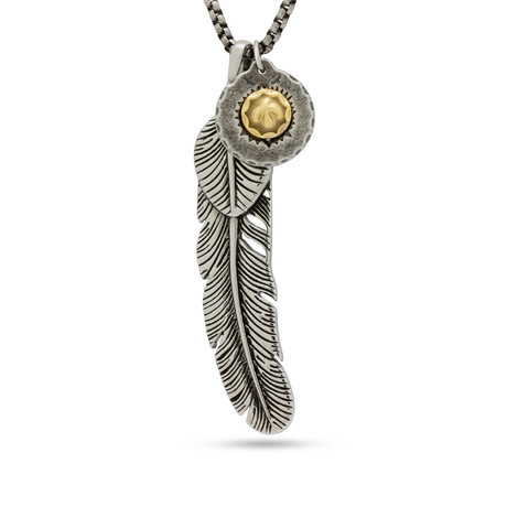 Layered Eagle Feather Necklace // Silver
