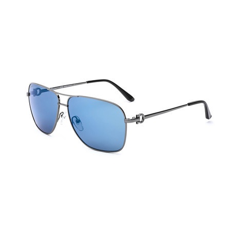 SF170S-033 Sunglasses // Shiny Dark Gunmetal + Gray + Blue Mirror