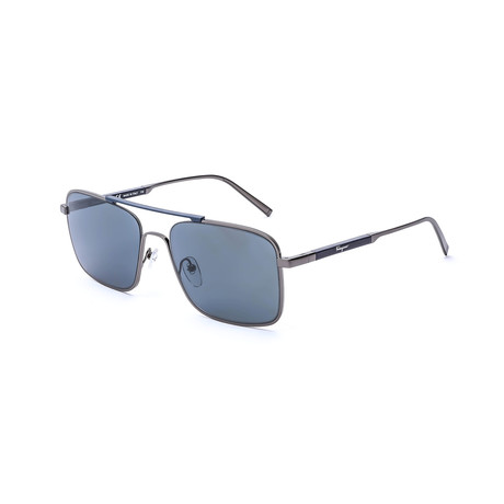 SF173S-048 Sunglasses // Shiny Dark Gunmetal + Blue