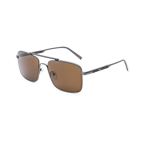 SF173S-021 Sunglasses // Shiny Dark Gunmetal + Black + Brown