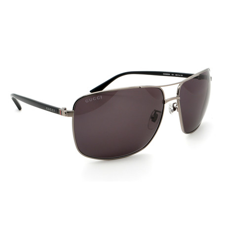 Unisex GG0065SK Rectangular Sunglasses // Gray + Black