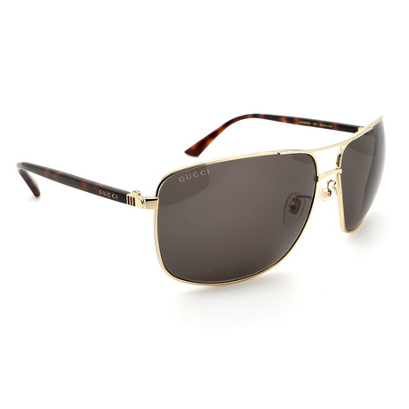 Unisex GG0065SK Rectangular Sunglasses // Gray + Havana
