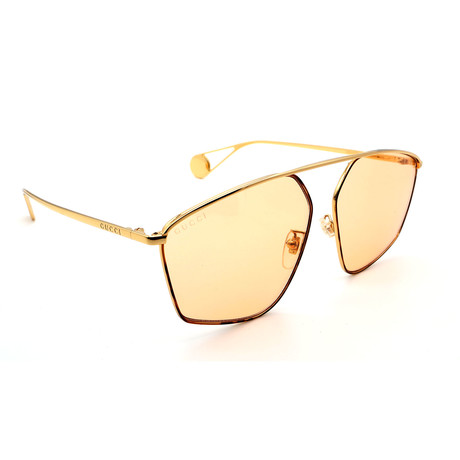 Unisex GG0437SA Oversized Rectangular Sunglasses // Black + Gold