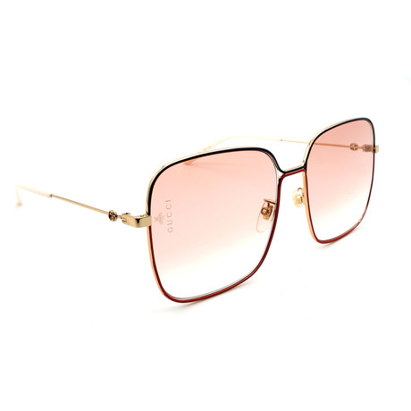 Unisex GG0443S Square Sunglasses // Gold + Pink Gradient