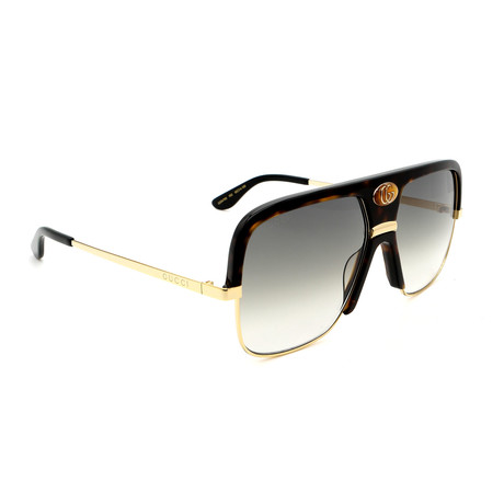 Unisex GG0448S Aviator Sunglasses // Havana + Gold + Blue