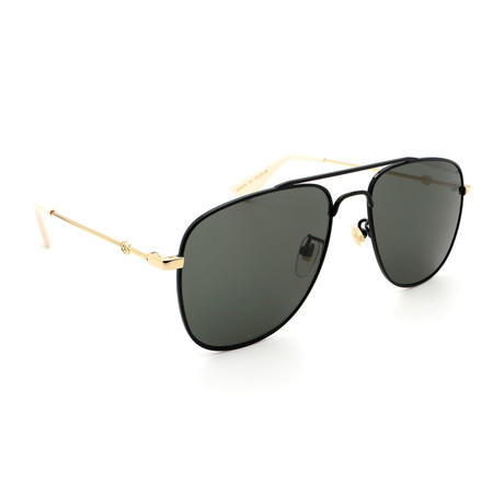 Unisex GG0514S Aviator Sunglasses // Black + Dark Gray + Gold