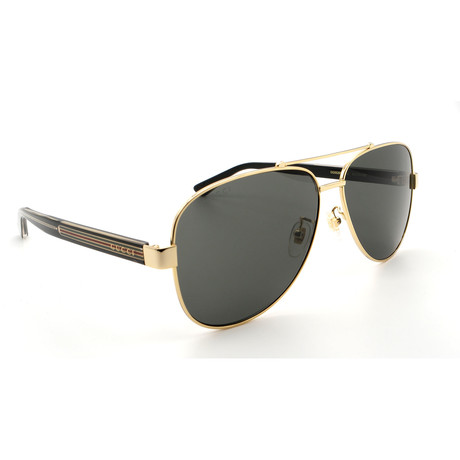Unisex GG0528S Aviator Sunglasses // Gold + Black + Gray