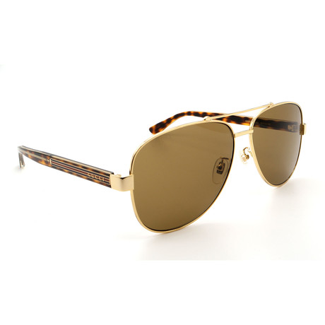 Unisex GG0528S Aviator Sunglasses // Gold + Havana