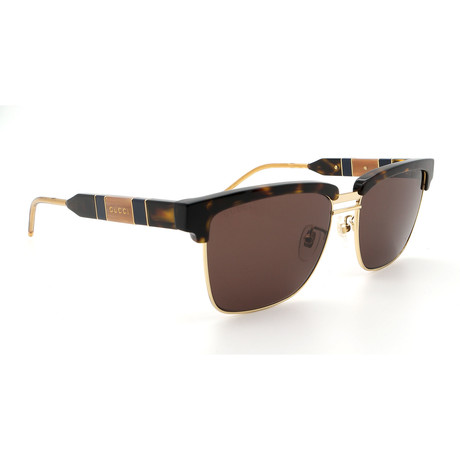 Unisex GG0603S Clubmaster Sunglasses // Havana + Gold