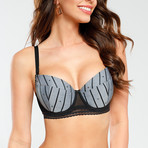 Push-Up Bra // Black + Grey (32B)